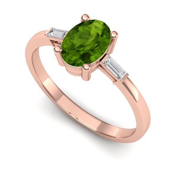 Inel de logodna din aur roz cu peridot