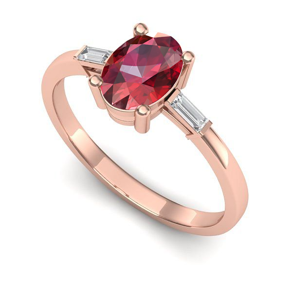 Inel logodna din aur roz cu rubin