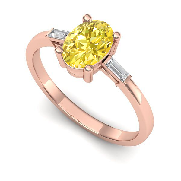 Inel logodna din aur roz cu safir galben