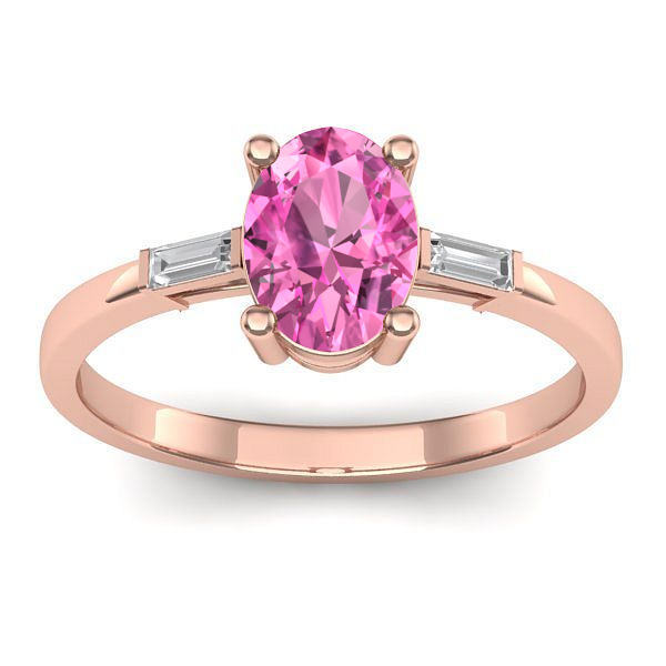 Inel de logodna cu safir roz oval