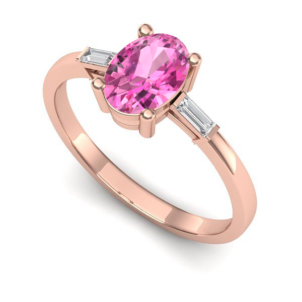 Inel logodna din aur roz cu safir roz
