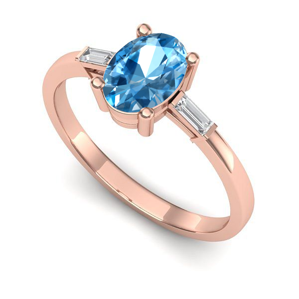 Inel de logodna din aur roz cu topaz blue