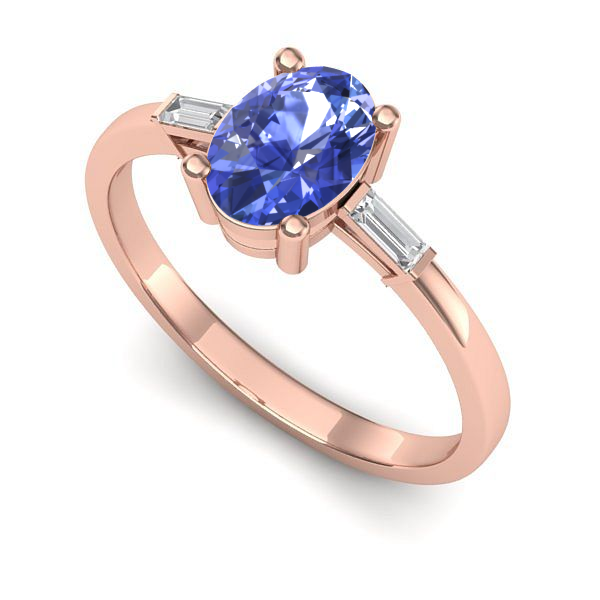 Inel din aur roz cu tanzanit