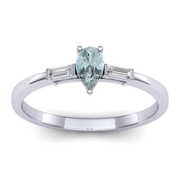 Inel cu aquamarin lacrima