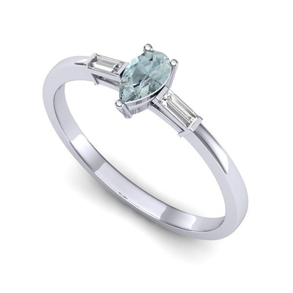 Inel de logodna din aur alb cu aquamarin