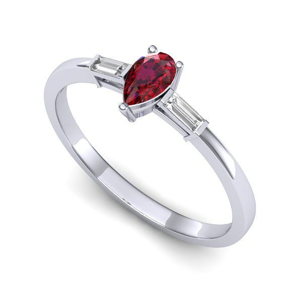 Inel de logodna din aur alb cu rubin