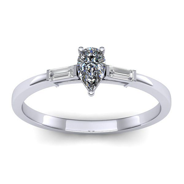 Inel logodna cu safir alb lacrima