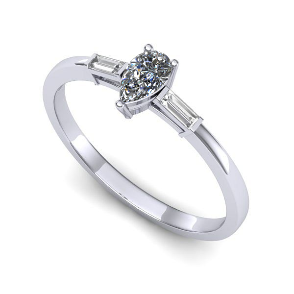 Inel din aur alb cu safir alb