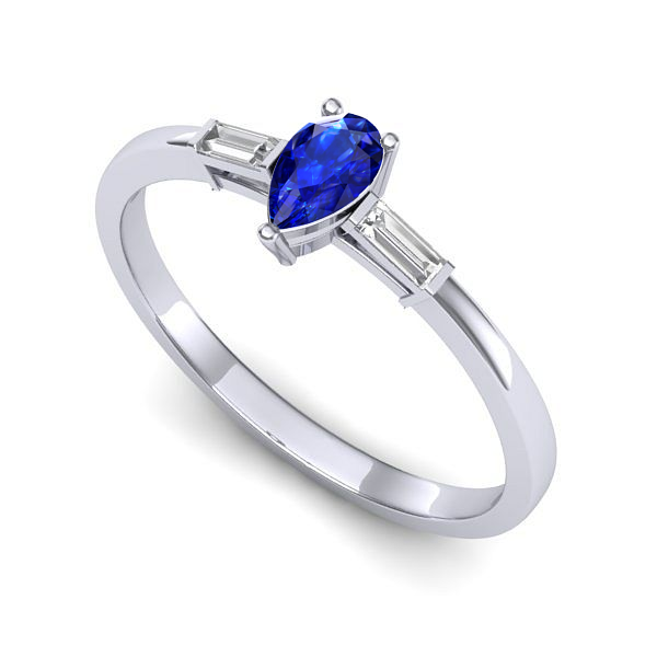 Inel din aur alb cu safir