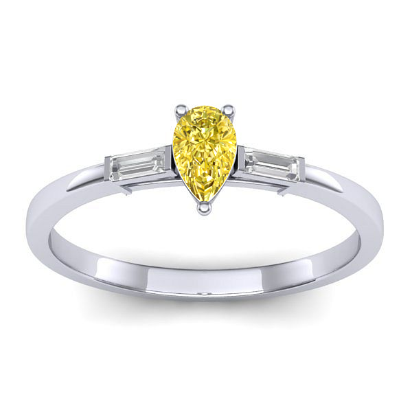 Inel logodna cu safir galben lacrima