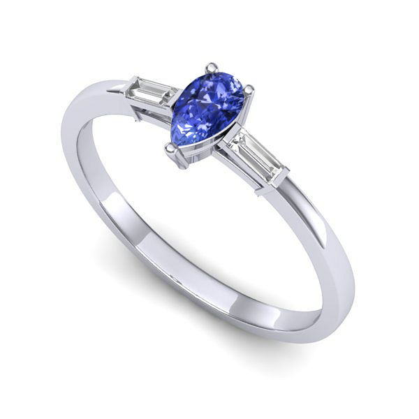 Inel logodna din aur alb cu tanzanit