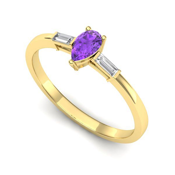 Inel de logodna din aur galben cu ametist