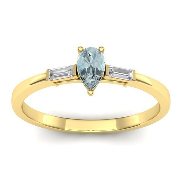 Inel cu aquamarin lacrima