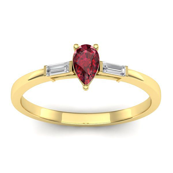 Inel logodna cu rubin lacrima