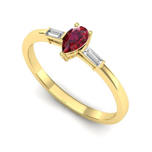 Inel din aur galben cu rubin