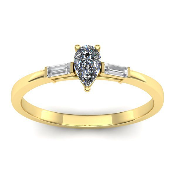 Inel logodna cu safir alb lacrima