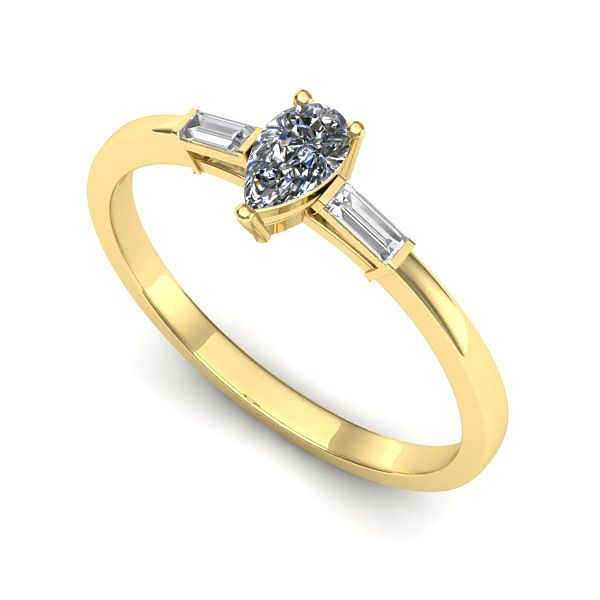 Inel logodna din aur galben cu safir alb