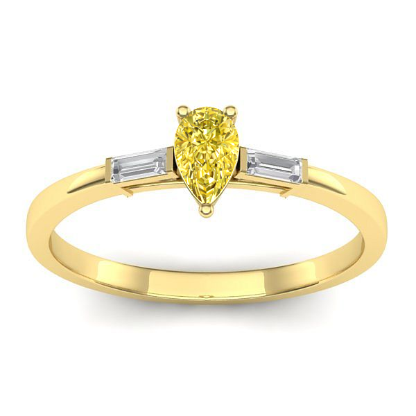 Inel logodna cu safir galben lacrima