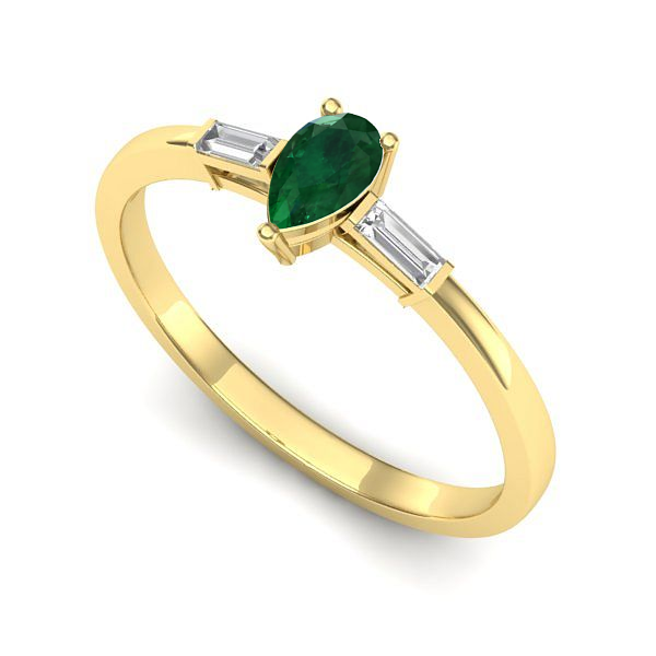 Inel de logodna din aur galben cu smarald