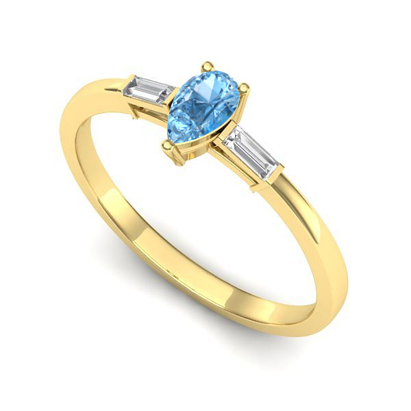 Inel de logodna din aur galben cu topaz blue