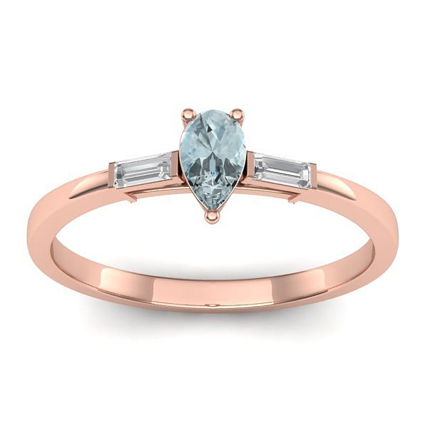 Inel de logodna cu aquamarin lacrima