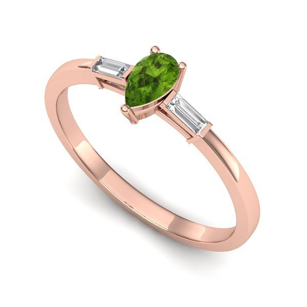 Inel logodna din aur roz cu peridot