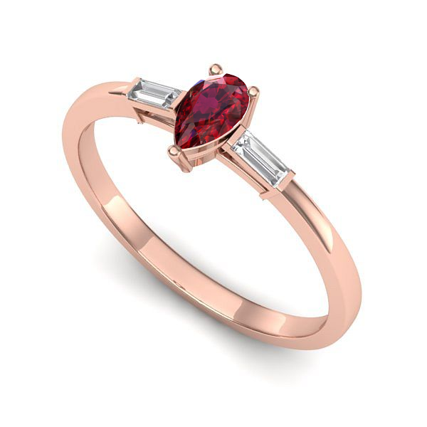 Inel logodna din aur roz cu rubin