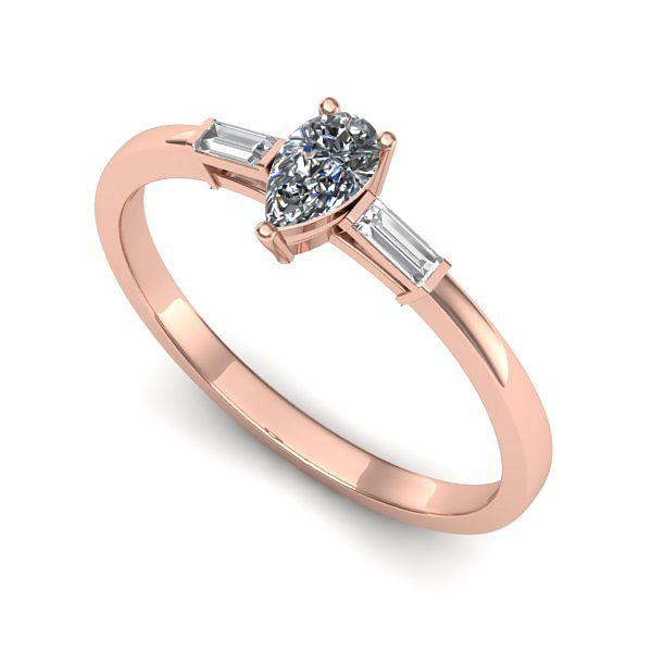 Inel de logodna din aur roz cu safir alb