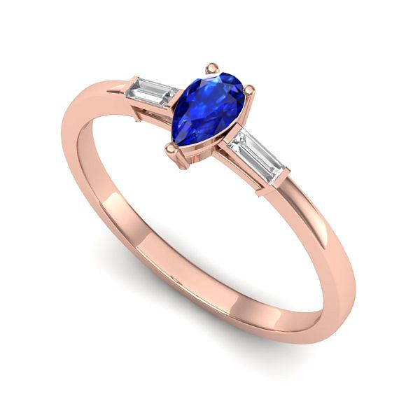 Inel din aur roz cu safir