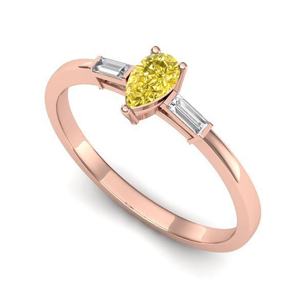 Inel din aur roz cu safir galben