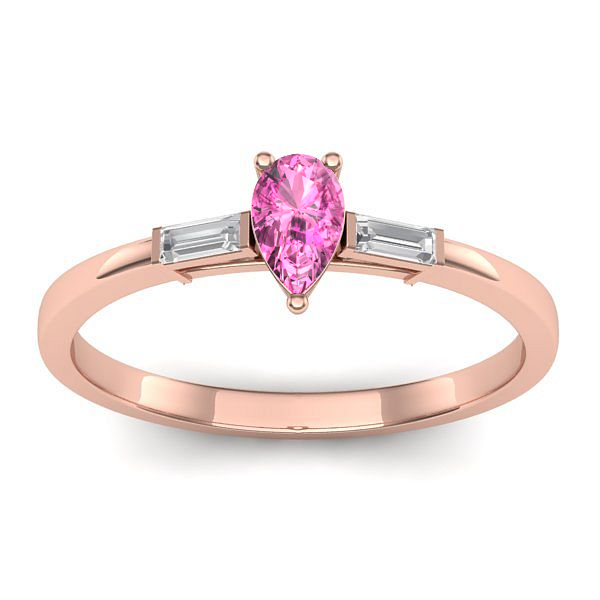 Inel logodna cu safir roz lacrima