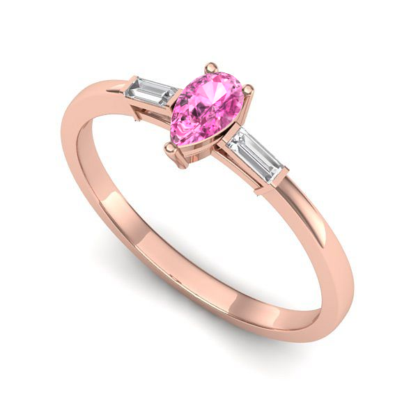 Inel logodna din aur roz cu safir roz