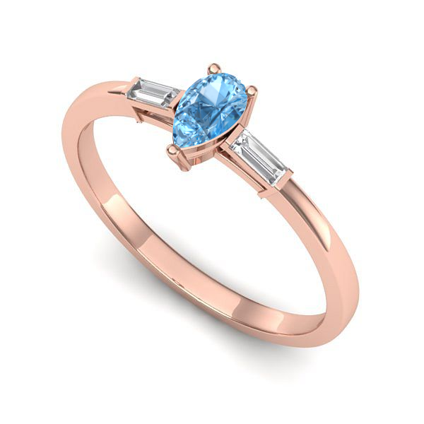 Inel de logodna din aur roz cu topaz blue