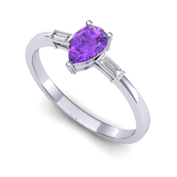 Inel din aur alb cu ametist