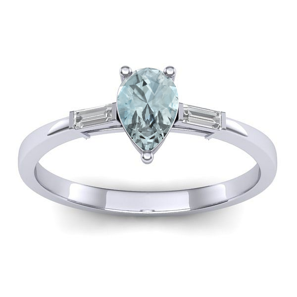 Inel cu aquamarin lacrima