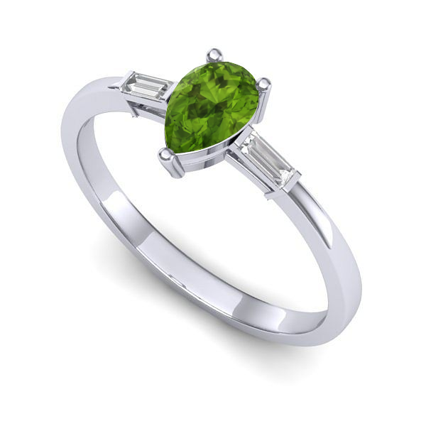 Inel logodna din aur alb cu peridot