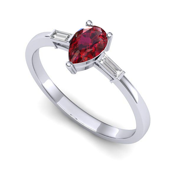 Inel de logodna din aur alb cu rubin
