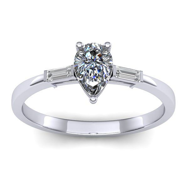 Inel cu safir alb lacrima