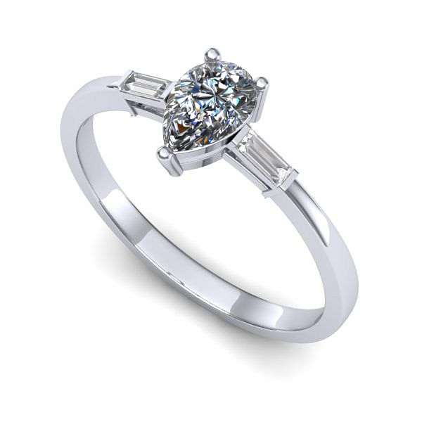 Inel de logodna din aur alb cu safir alb