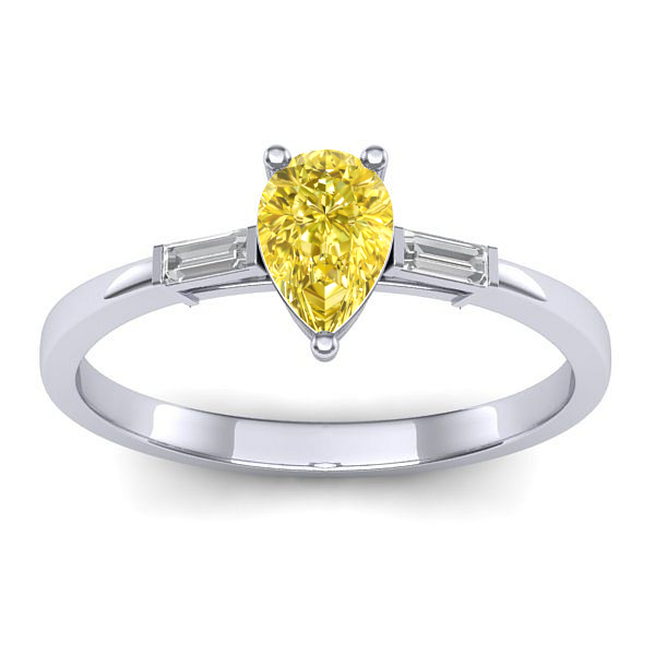 Inel logodna cu safir galben lacrima