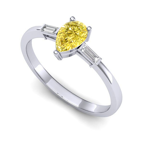 Inel din aur alb cu safir galben