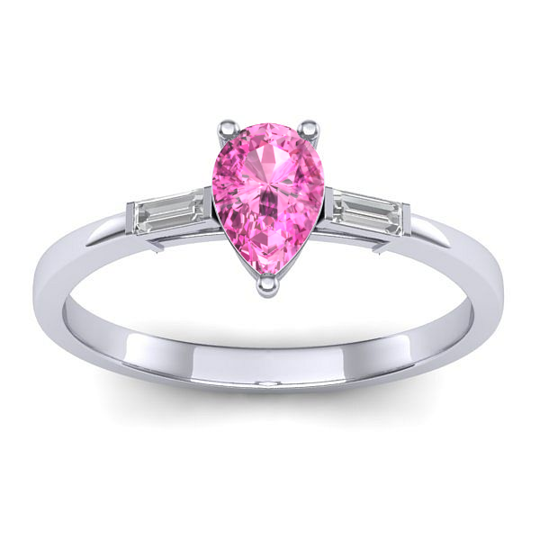 Inel logodna cu safir roz lacrima