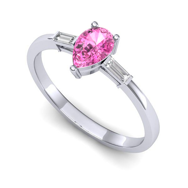 Inel din aur alb cu safir roz