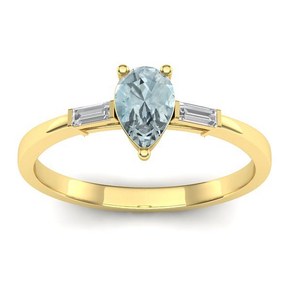 Inel logodna cu aquamarin lacrima