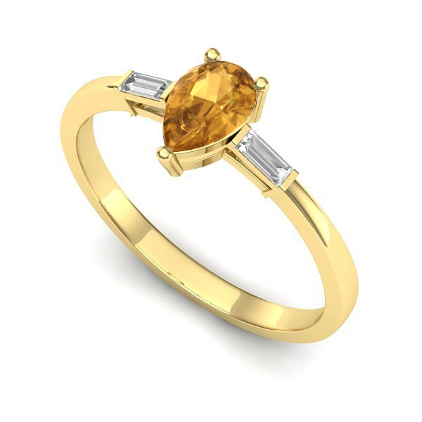 Inel de logodna din aur galben cu citrin
