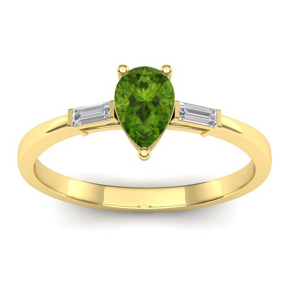 Inel de logodna cu peridot lacrima
