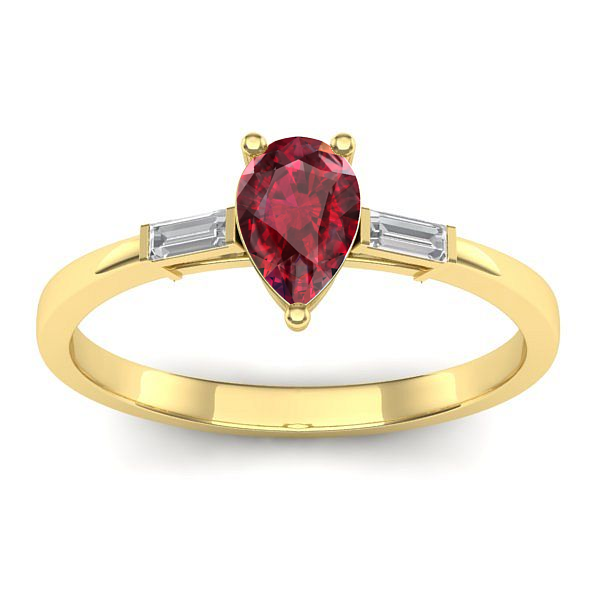 Inel logodna cu rubin lacrima