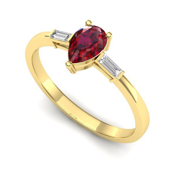 Inel de logodna din aur galben cu rubin
