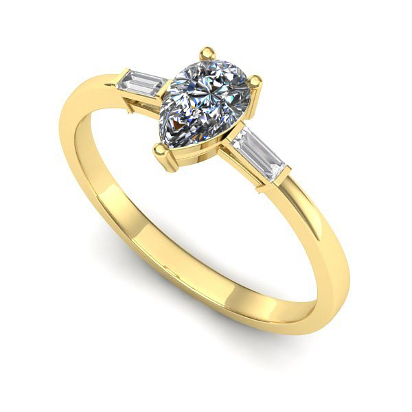 Inel de logodna din aur galben cu safir alb