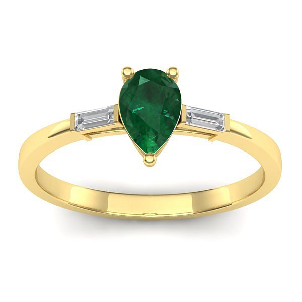 Inel logodna cu smarald lacrima